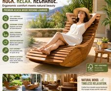 Luxury Acacia Wood Rocking Garden Lounger FSC Certified Ergonomic Relaxation Chair