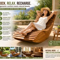 Luxury Acacia Wood Rocking Garden Lounger FSC Certified Ergonomic Relaxation Chair