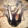 Newgrange Living Freeform Art Glass Abstract Candle Holder in deep purple and clear glass, Postage Available or Collection Image 4