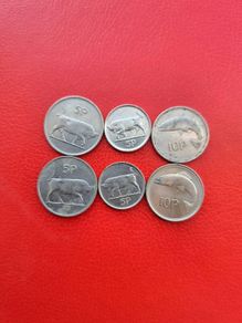 6 Irish coins 4 X5p and 2 X 10p