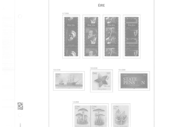 2008 Ireland Davo Supplement Stamp Pages. Includes Pages 148, 149, 150, 151, 151a (Christmas Booklet) and B45, B46 & B47 (Miniature) Sheets Pages include illustrations of stamps and mounts