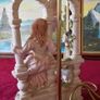 27 Inches Tall Large Capodimonte Italian Figurine Signed Table Lamp With Silky White Shade Image 8