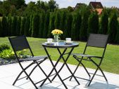 _Bistro Set, Table with Glass Top and 2 Chairs, Robust Steel Frame, Easy to Assemble and Dismantle, Various Colours