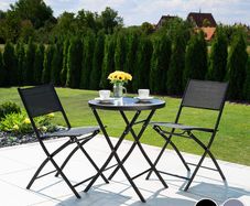 _Bistro Set, Table with Glass Top and 2 Chairs, Robust Steel Frame, Easy to Assemble and Dismantle, Various Colours
