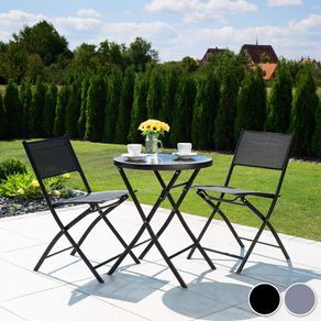 _Bistro Set, Table with Glass Top and 2 Chairs, Robust Steel Frame, Easy to Assemble and Dismantle, Various Colours