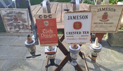 Vintage Irish Whiskey & Gin Optic Pourers & Frames