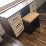 Cream and walnut vanity dresser with mirror Image 4