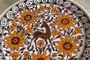 Vintage Greek Floral and Deer Plate by Neofitou Keramik Handmade in Rhodes