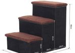 Mobility Assistance 3 Step Pet Stairs Foldable-Washable Fleece Cover 41x19cm Black