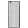 Walk-in Shower Wall with Shelf Black 80x195cm ESG Glass&Aluminium Image 3