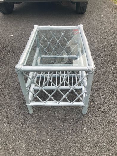 Cane bamboo coffee table glass top