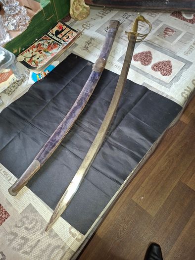Antique Curved Sword with Brass Hilt, Postage Available