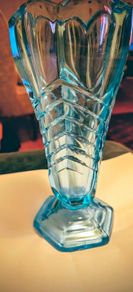Vintage turquoise vaseline vase