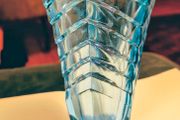 Vintage turquoise vaseline vase