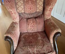 Large Traditional Carved Wooden Wingback Armchair
