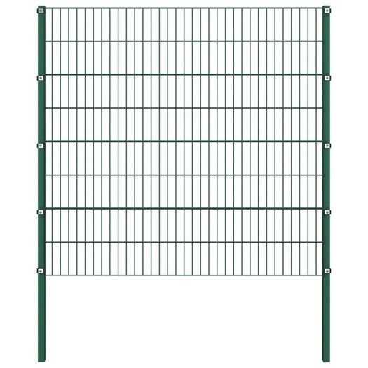 Fence Panel with Posts Iron 1.7x1.6 m Green