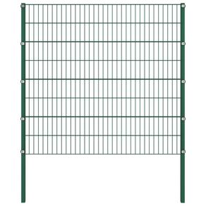 Fence Panel with Posts Iron 1.7x1.6 m Green