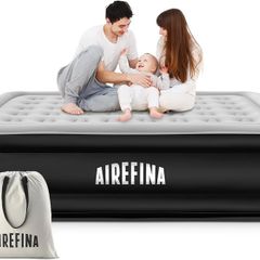NEW SALE | King Inflatable Air Mattress,Air Bed with Built-in Electric Pump,Double Blow Up Mattress in 3 Mins Self-Inflation/Deflation,Flocked Surface Guest Airbed for Home Portable Camping 203x152x46cm