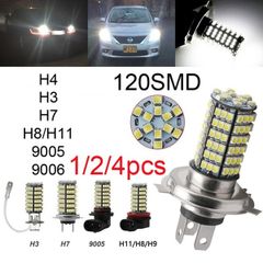 2x 120SMD 3528 White DC12V 12V Super Bright White Fog Lights H3 H4 H7 H8 H11 9005 9006 Car Bulb 3528 LED Headlight Fog Lamp