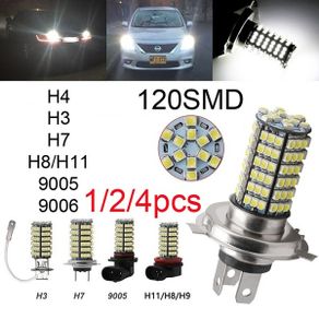 2x 120SMD 3528 White DC12V 12V Super Bright White Fog Lights H3 H4 H7 H8 H11 9005 9006 Car Bulb 3528 LED Headlight Fog Lamp