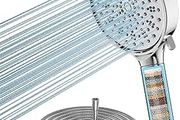 Hard Water Filter Shower Head and Hose with 20 Stage Filter, 6 Spray Jet Modes High Pressure Bathroom Shower Head, Large Powerful Handheld Showerhead for Residual Chlorine Remove