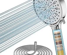 Hard Water Filter Shower Head and Hose with 20 Stage Filter, 6 Spray Jet Modes High Pressure Bathroom Shower Head, Large Powerful Handheld Showerhead for Residual Chlorine Remove