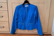 Calvin Klein Collarless Zip-Front Blazer Royal/Cobalt Blue Size UK16