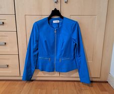 Calvin Klein Collarless Zip-Front Blazer Royal/Cobalt Blue Size UK16