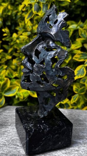 Surrealist Bronze Mask Inspired By Salvador Dali (21cm) - Patinated Bronze, Marble