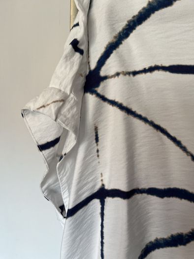 Naya white blouse with navy and taupe design
