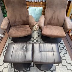 Swivel armchairs with foot rest