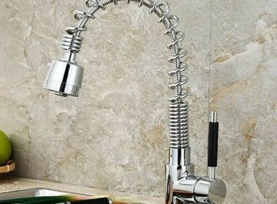 Mixer Kitchen Tap Swivel Pull Out Spray Taps Sink Mixing Spring Neck Chrome