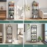 5 Tier Kitchen Rolling Cart, Storage Cart With Metal Fruit Vegetable Basket and Pull-Out Pot Lid Cutting Board Organizer, Storage Rack with Wooden Top for Kitchen, Pantry, Bathroom Image 9