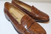 Amberone Spanish leather brown croc style Fresa low heel size UK 3.5 EU 36.5 brand new &amp; boxed