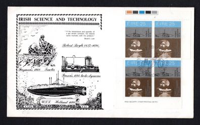 1981 Ireland Science & Technology 25p (Hollan Submarine 1878) control & imprint pairs Commemorative Stamps Hibernian Illustrated First Day Cover (FDC)