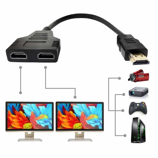 HDMI 4K@60Hz (Male) to 2xHDMI (Female) Splitter Extension Gold Plated Cable Adapter (Brand New/Warranty)