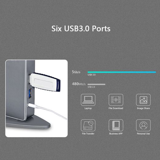 USB 3.0 Aluminum Universal Docking Station - Dual Monitor, 6 USB Ports, Gigabit LAN