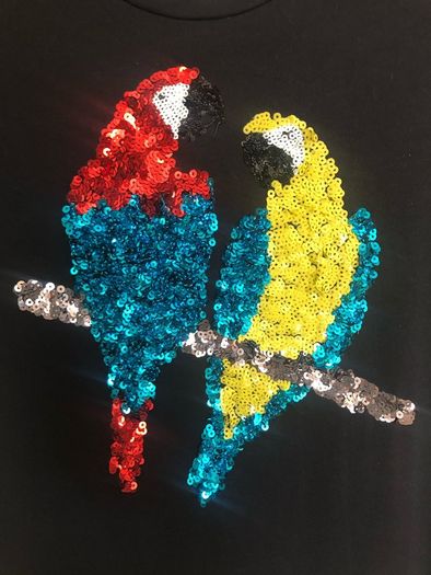 H&M tshirt parrot sequin detail