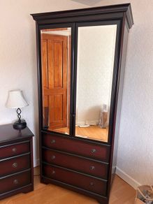 2 door mirrored wardrobe and chest of drawers