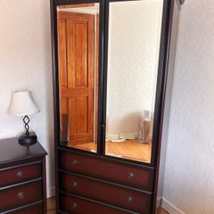 2 door mirrored wardrobe and chest of drawers