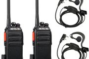 RT24 Walkie Talkie PMR446 License-free Professional Two Way Radio 16 Channels Walkie Talkies Scan TOT with USB Charger and Earpieces,Adults (Black, 1 Pair