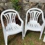Six stackable garden chairs - white plastic Image 3