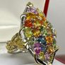 Silver Rainbow Sapphire Cluster Statement Ring Image 6