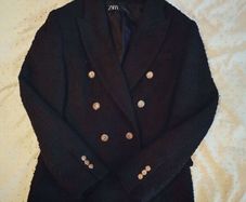 Zara Tweed Style Black Blazer Coat