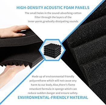 Sound Proofing Panels Orcust 12 Pack Acoustic Foam Panels with 60pcs adhesive Acoustic Panels wedges for Recording (FREE SHIPPING)