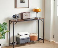Console Table Narrow Sofa Table Rustic Brown and Black