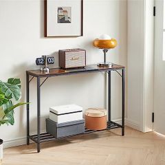 Console Table Narrow Sofa Table Rustic Brown and Black