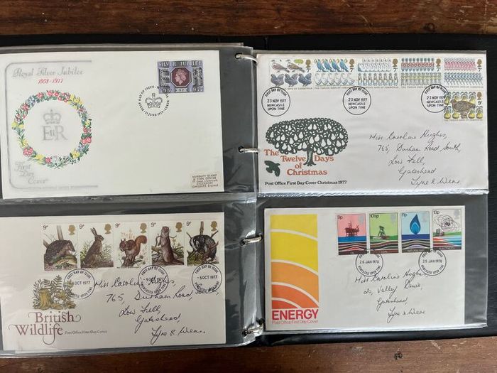 Collection of 80 UK First Day Cover stamps 1970 to 1979 in album with 10 extra pages