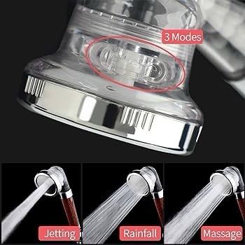 NEW SALE | Shower Head Powerful Flow with Beads Filter Pressure Boosting Shower Head Spray with 3 Modes Water Saving Bathing for Adults Children Pets Home and Gym Use