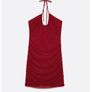 Pink vanilla dark red ruched mini halter dress Image 4